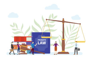 probate law concept with people and gavel scale with modern flat style vector